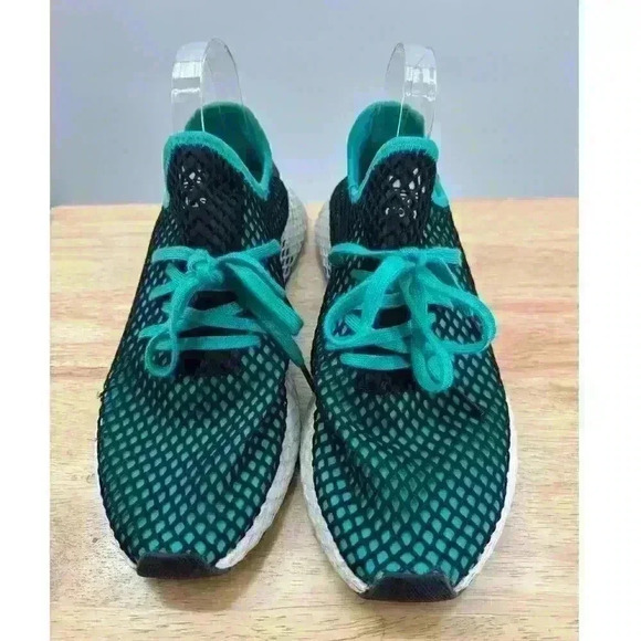 Adidas Deerupt Runner Cloth Low Trainers Men's Sz10.5 - Blue/Green w/ Black Mesh - Picture 1 of 10